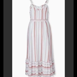 Torrid red and white stripe maxi dress adjustable shoulder straps size 1x